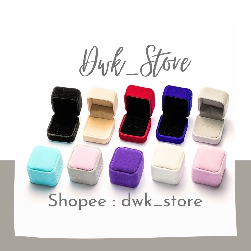 Ring Box / Box Cincin / Kotak Cincin / Kotak Perhiasan Anting / Cincin Lamaran / Tunangan Beludru Me