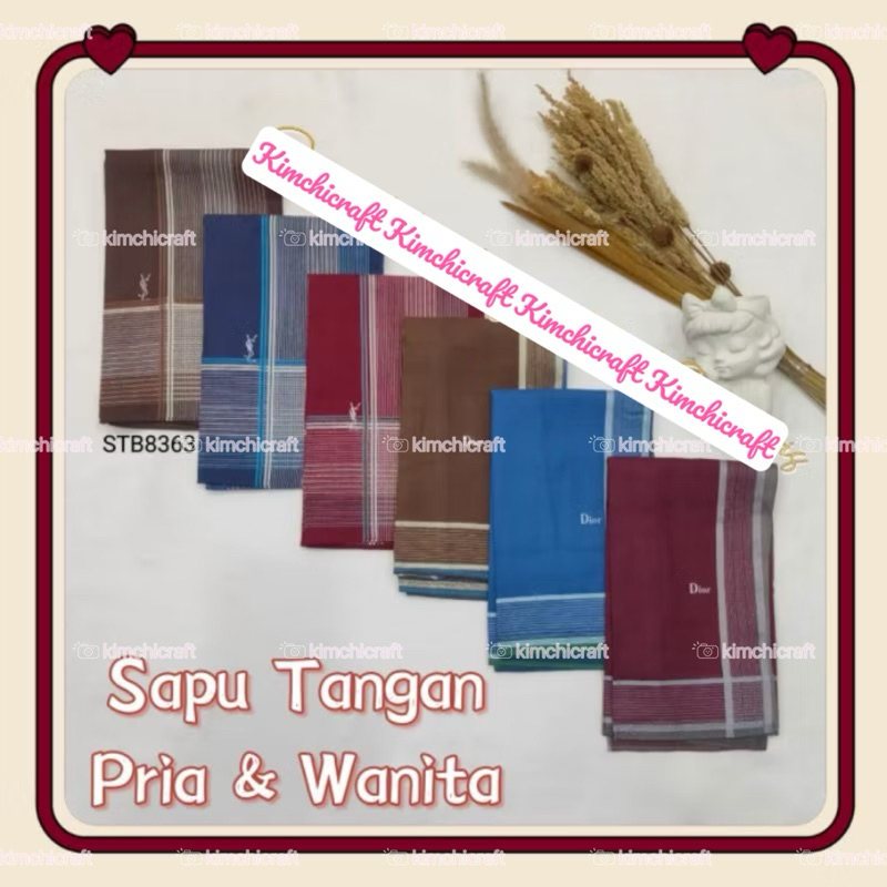 SAPU TANGAN PRIA DAN WANITA MOTIF GARIS / SAPU TANGAN WAJAH / SAPU TANGAN KATUN / LAP MUKA COWOK & C