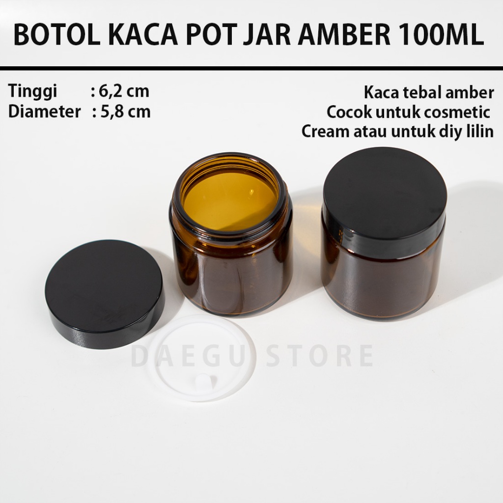 Botol Jar Pot Cream Amber Kaca Tebal Wadah Krim 100 gr 100gr/gram