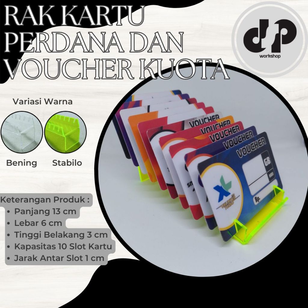 Dudukan voucher akrilik 10 Tingkat / Tempt pajangan kartu voucher dan kartu perdana akrilik / rak ka