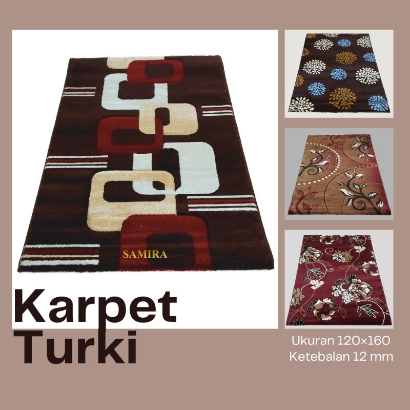 Karpet Lantai Turki Premium Tebal 12 mm dan Empuk / Karpet Permadani / Ruang Tamu 120×160 cm