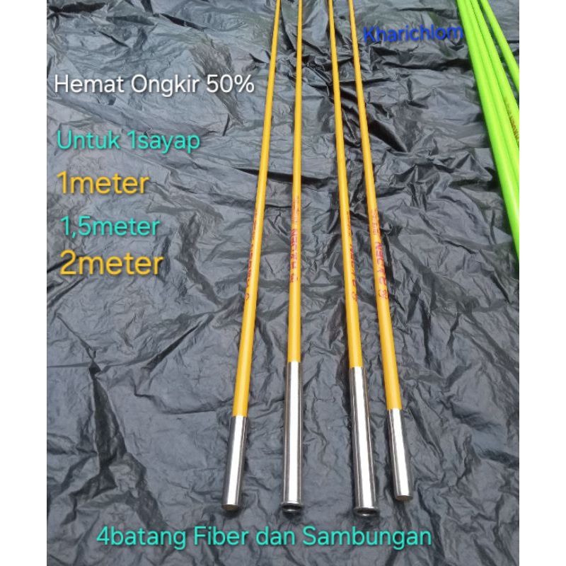 1set/satu Paket Fiber sayap layangan 4batang fiber kaku sudah pakai sambungan, stik piber sayap laya