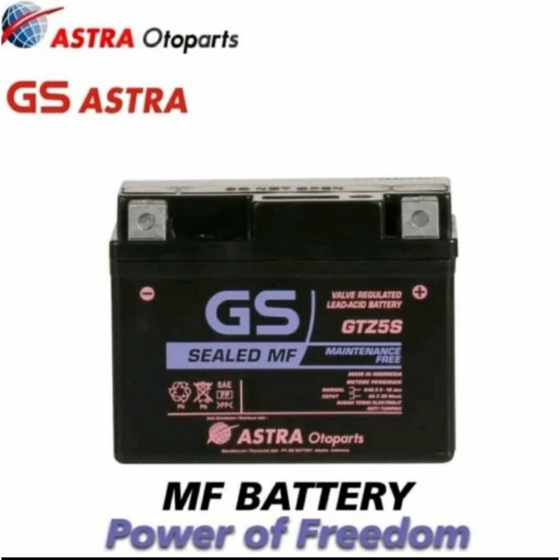 Aki Motor Aki Kering GS ASTRA GTZ5S Motor Vario 110, Beat karbu, Mio Soul Gt, Vixion, Aki Kering Gs 