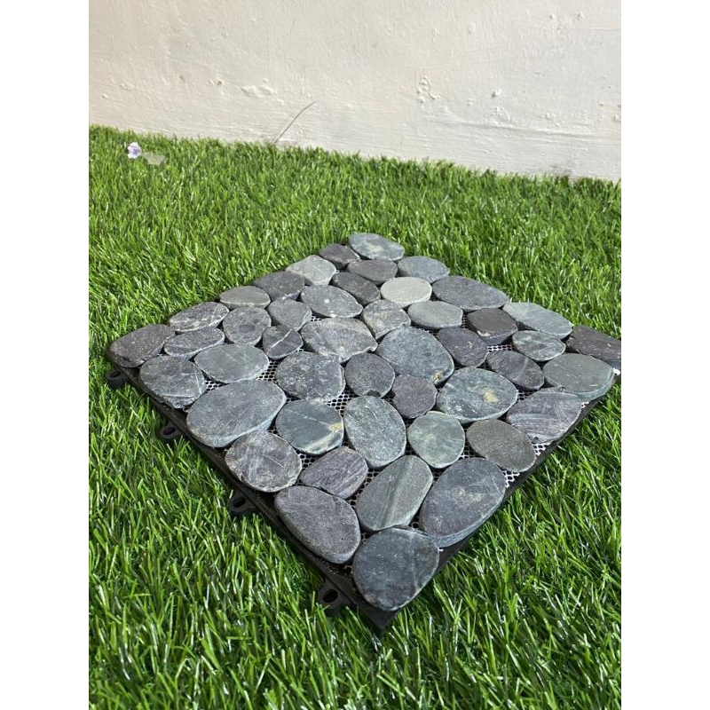 Lantai Decking Tile Batu Mozaik Slice Hitam - Batu ubin Mozaik bongkar pasang - Batu mozaik Bongkar 