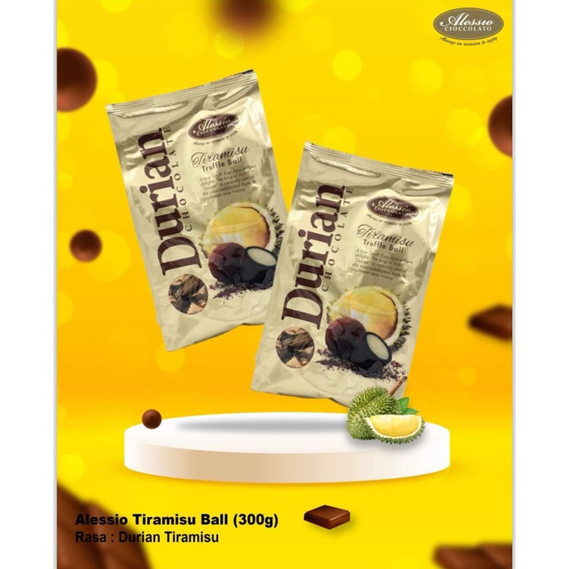 

Alessio Cioccolato Durian Chocolate Tiramisu Truffle Ball 300g Coklat Malaysia