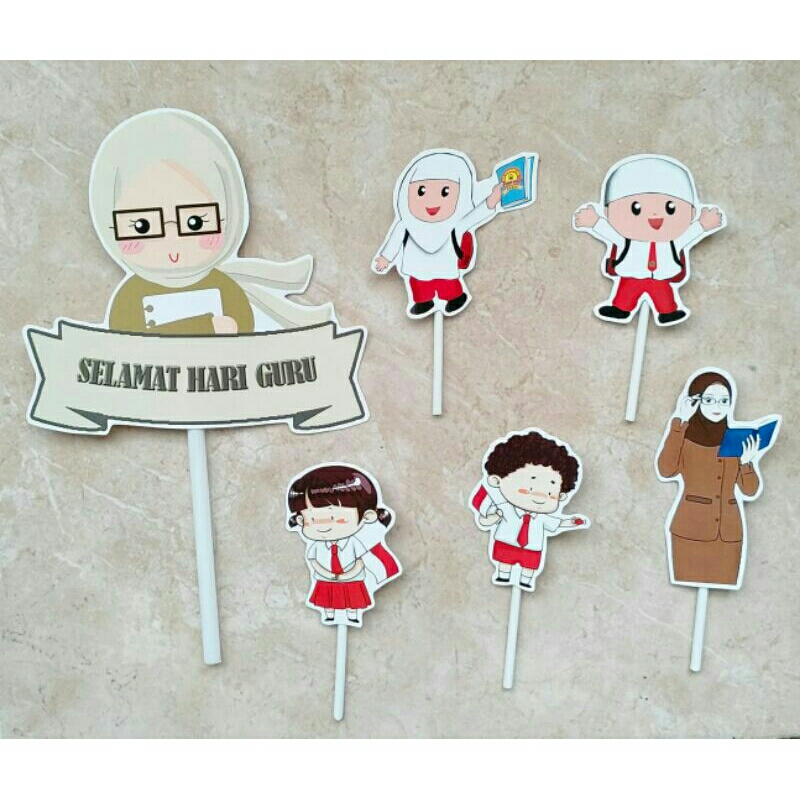 dekorasi kue hiasan kue cake topper edisi selamat hari guru / happy teacher's day