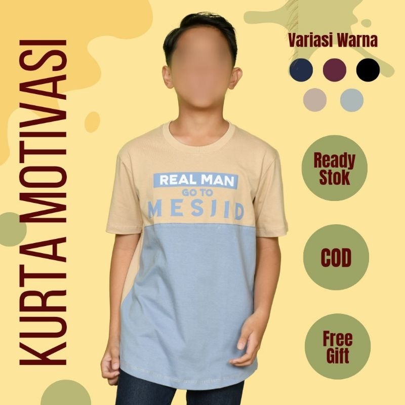 Baju Kaos Kurta Anak laki laki Tanggung Muslim Motivasi