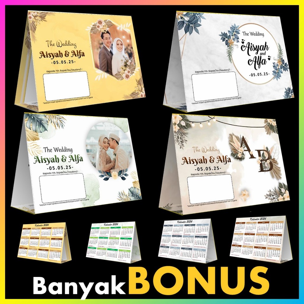 Undangan Pernikahan Kalender FOTO BC TIK 150 GSM Murah Elegan Rustic Termurah Di Indonesia Undangan 