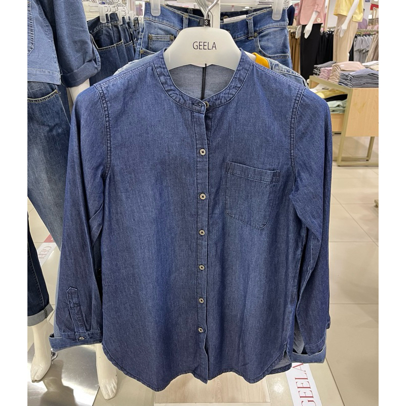 Kemeja blouse Geela denim ori