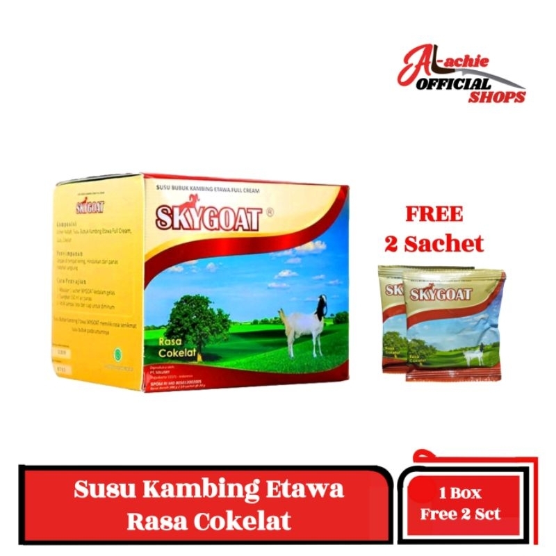 

SKYGOAT - Susu Kambing Etawa Bubuk Rasa Coklat Box 10x20gr - Free 2 Sachet