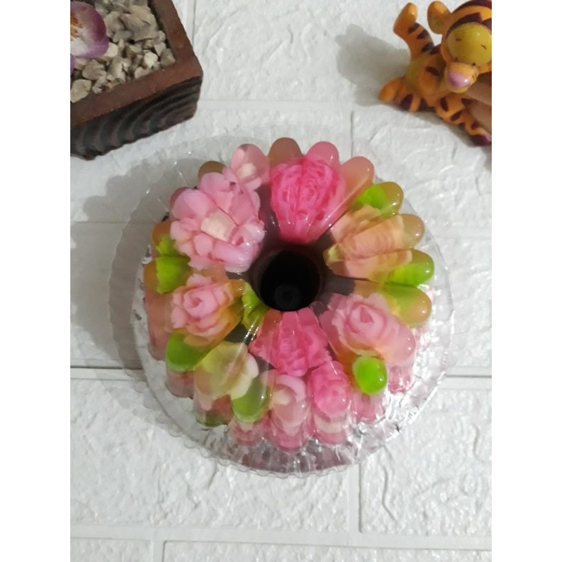 (khusus instan) Puding mawar kaca 15cm puding ultah puding tart puding ulang tahun puding 3D puding 