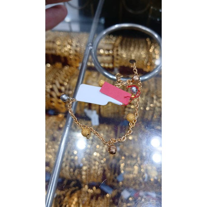 gelang fancy bola pasir emas asli kadar 700