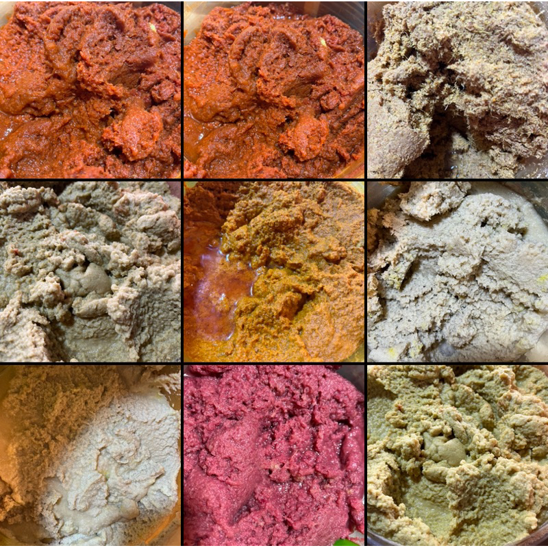 

Bumbu giling Cabai/lengkuas/kunyit/jahe/bawangmerah/bawangputih/kemiri