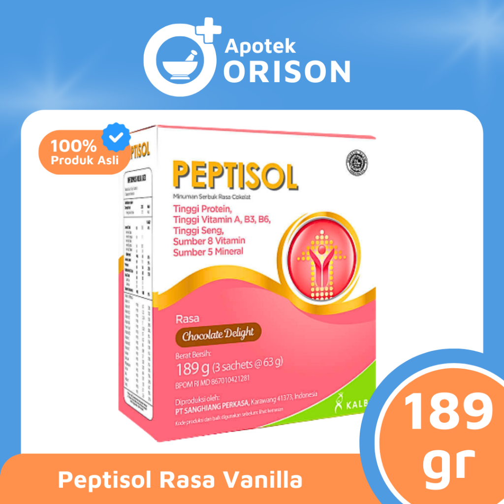 

PEPTISOL NUTRISI TINGGI PROTEIN 189/190GR RASA VANILA RASA COKLAT