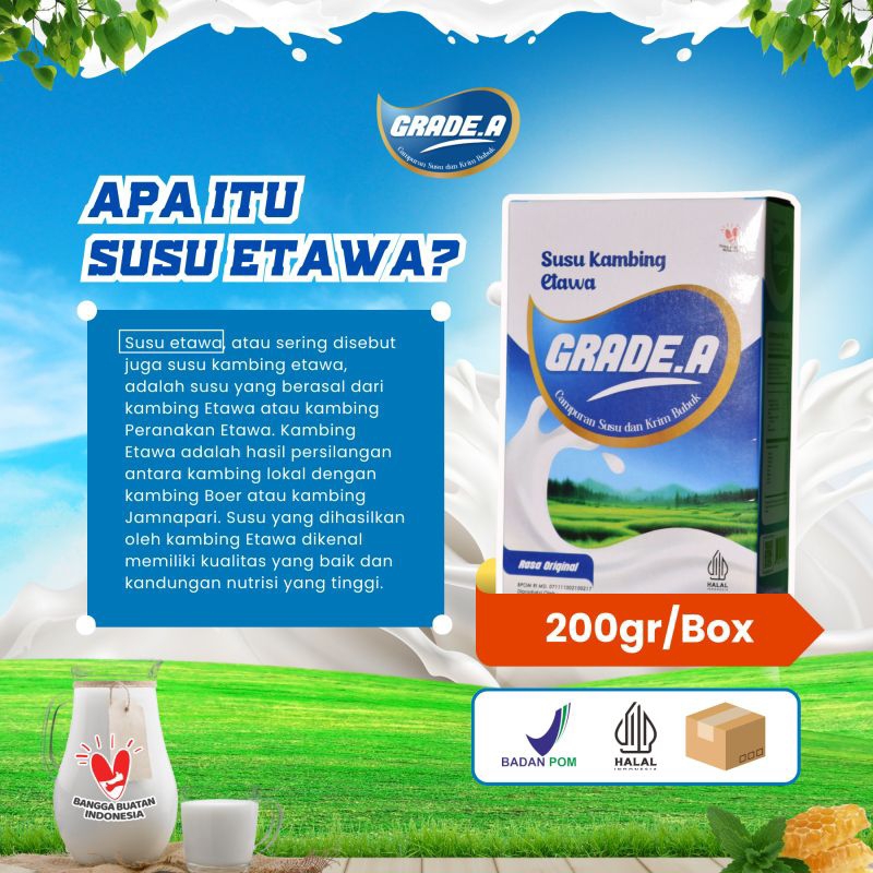 

[BPOM] Susu Kambing Etawa Grade A 200gr - Solusi Atasi Nyeri Sendi, Asam Urat, Rematik, Masalah Pernafasan & Nutrisi Tulang