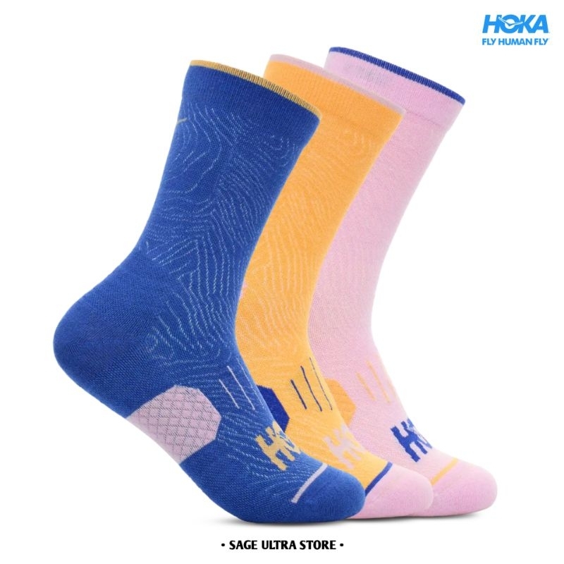 Kaos Kaki Lari Running Hoka Crew Run Socks Unisex Men Women