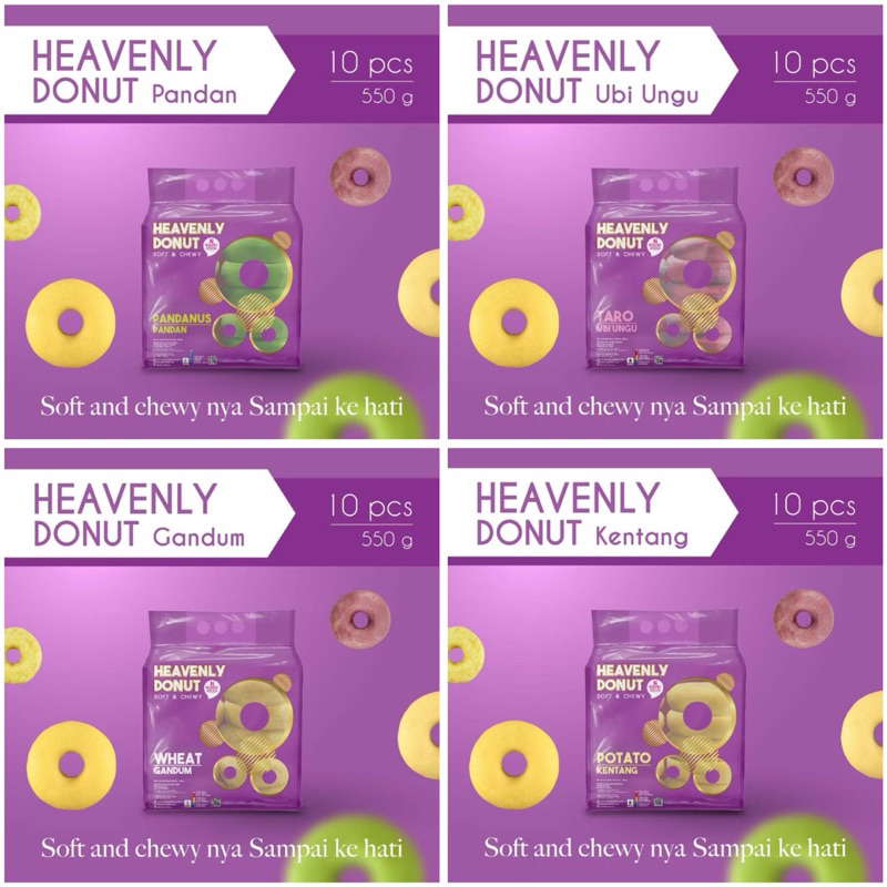 

Heavenly Blush Kitchen Donat Pandan, Donat Ubi Ungu, Donat Kentang, Donat Gandum[1pack isi 10pcs] Free Ongkir