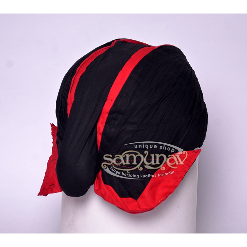 Blangkon Jogja Mataram Hitam Lis Merah