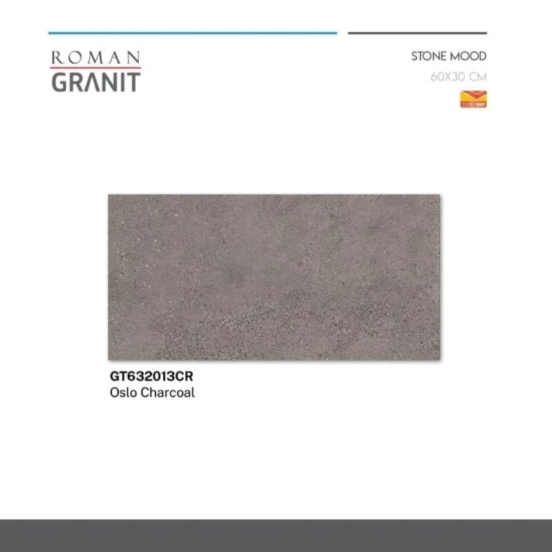 Roman Granit 30x60 Oslo Charcoal (Stone Mood) / Granit Dinding Dapur Industrial / Granit Lantai Ruma