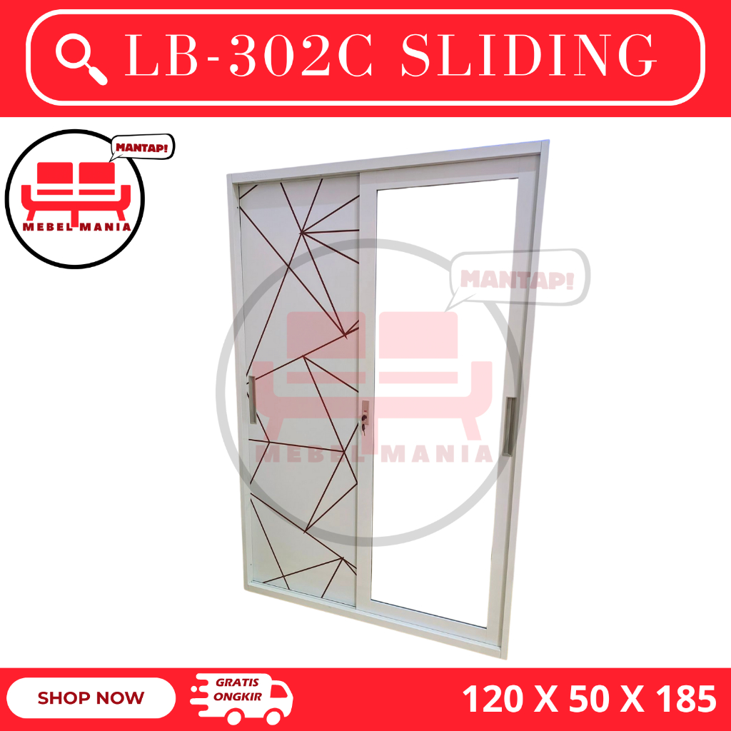 Lemari Baju 2 Pintu Besi  - Lebar 120 cm - Lemari baju besi - Lemari baju Sliding kaca - PLAT TEBAL