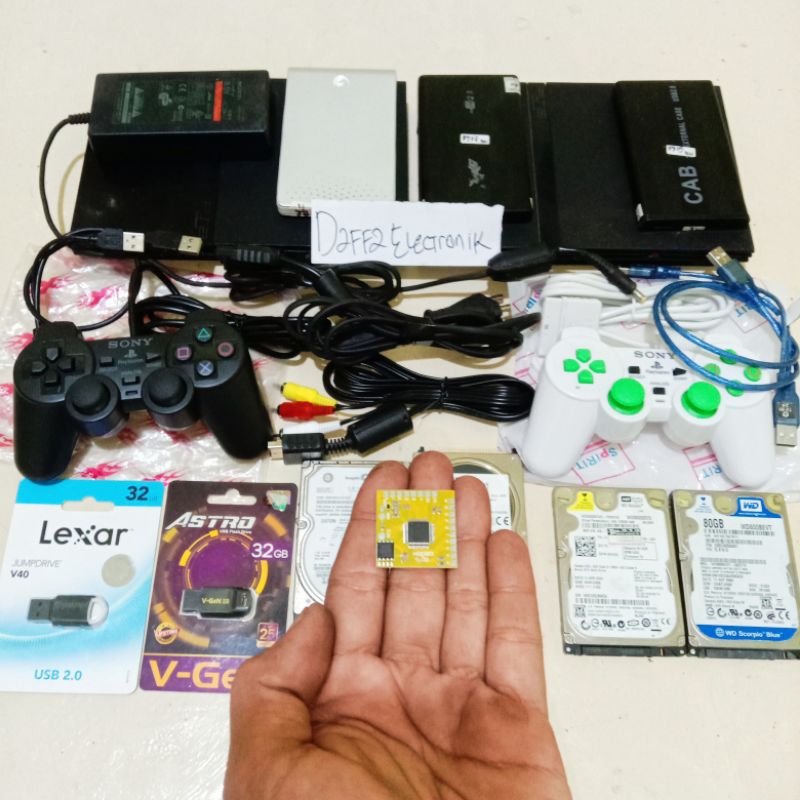 PROMO TERMURAH PS2 slim matrik 5.0 hardisk 32 gb 80 game + stick 2 / ps2 slim seri 7 dan 9 termurah 