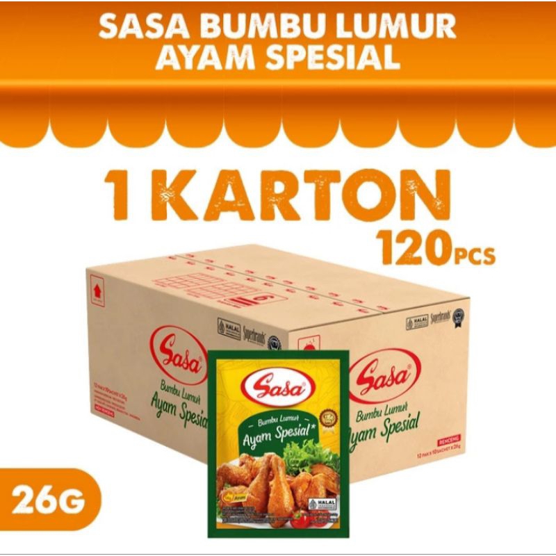 

SASA BUMBU LUMUR AYAM SPECIAL 26 GR( 1 KARTON ISI 120 PCS)