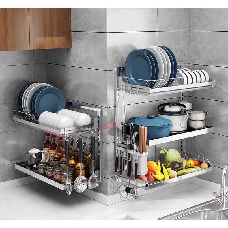 ✅READY Rak Piring Dapur Besi Pelapis Gold/Rak Piring Tembok/Rak Piring Meja Gold