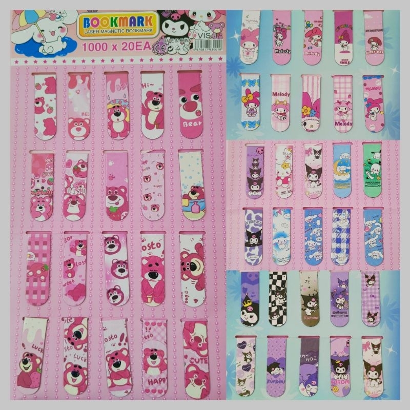 

Pembatas buku magnet isi 20 pcs Karakter Lucu