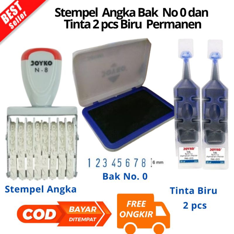 

[N-8] BAYAR DI TEMPAT Paket Stempel 8 Angka Bak Stempel dan Tinta Permanen Nomor Number Stamp N-8 JOYKO Artline Pyramid - N-8/PCS untuk plastik kertas dll