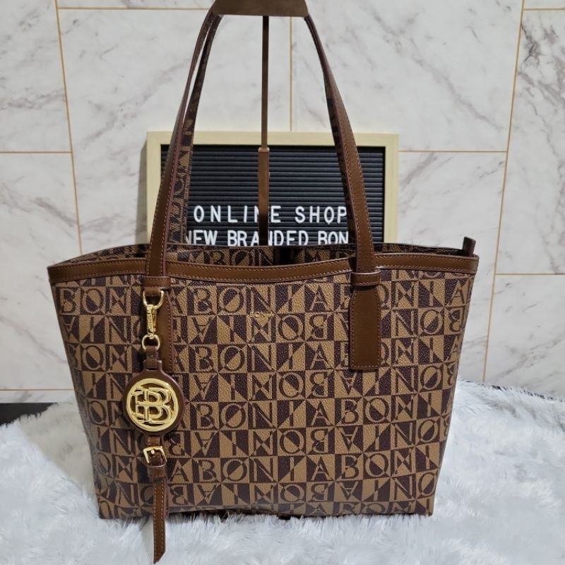 tas bonia orginal tote bag neverfull monogram coklat L