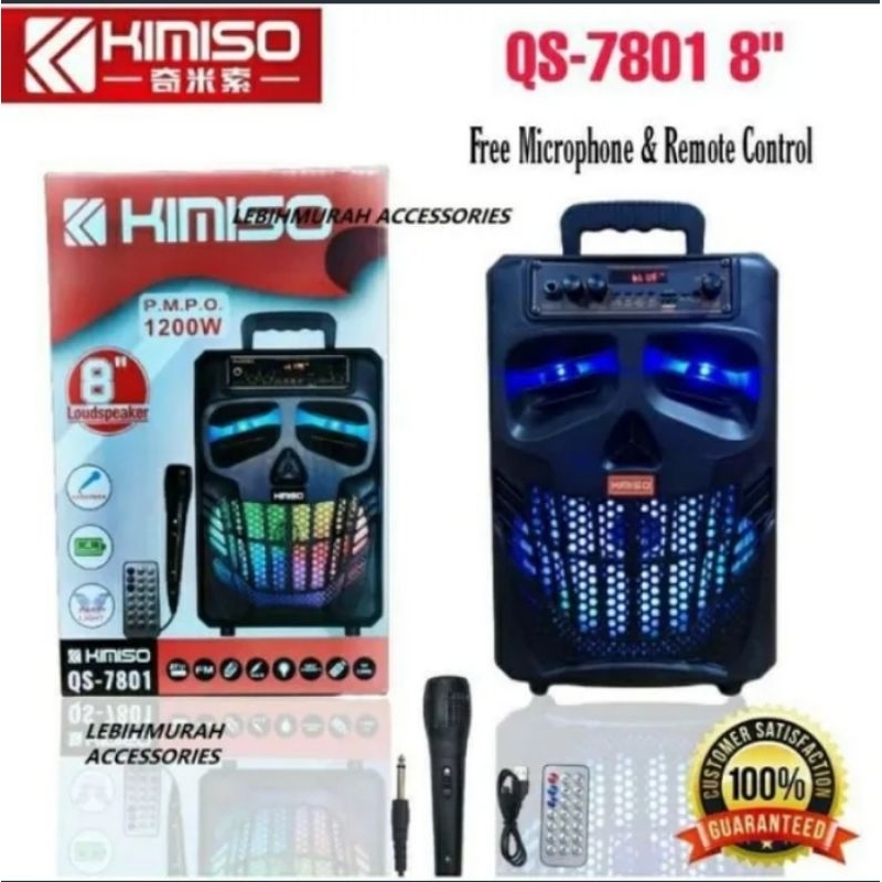 Speaker Bluetooth Portabel KIMISO 7801 MKC7801 8inch 8 inch 8" Free Mic Wireless Karaoke Portable QS