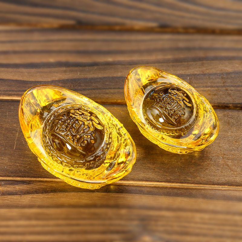 Piyugardening Yellow Crystal Yuan Bao Feng Shui Yuan Bao Dekorasi Yuan Bao Ornamen Feng Shui Kristal