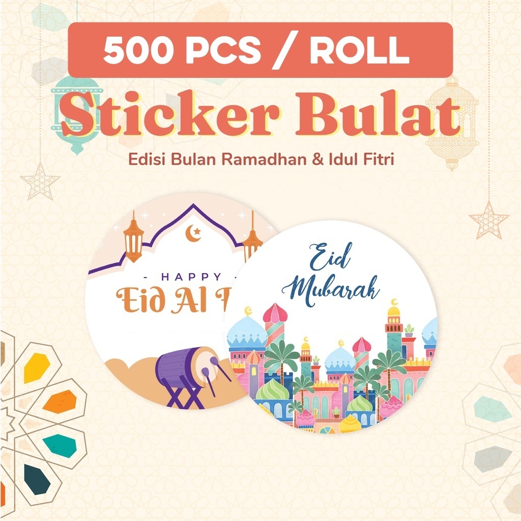 

IVO - Stiker Idul Fitri Ramadan Lebaran Haji Umroh 500 Pcs Sticker Toples Label Bulat Kado ST001