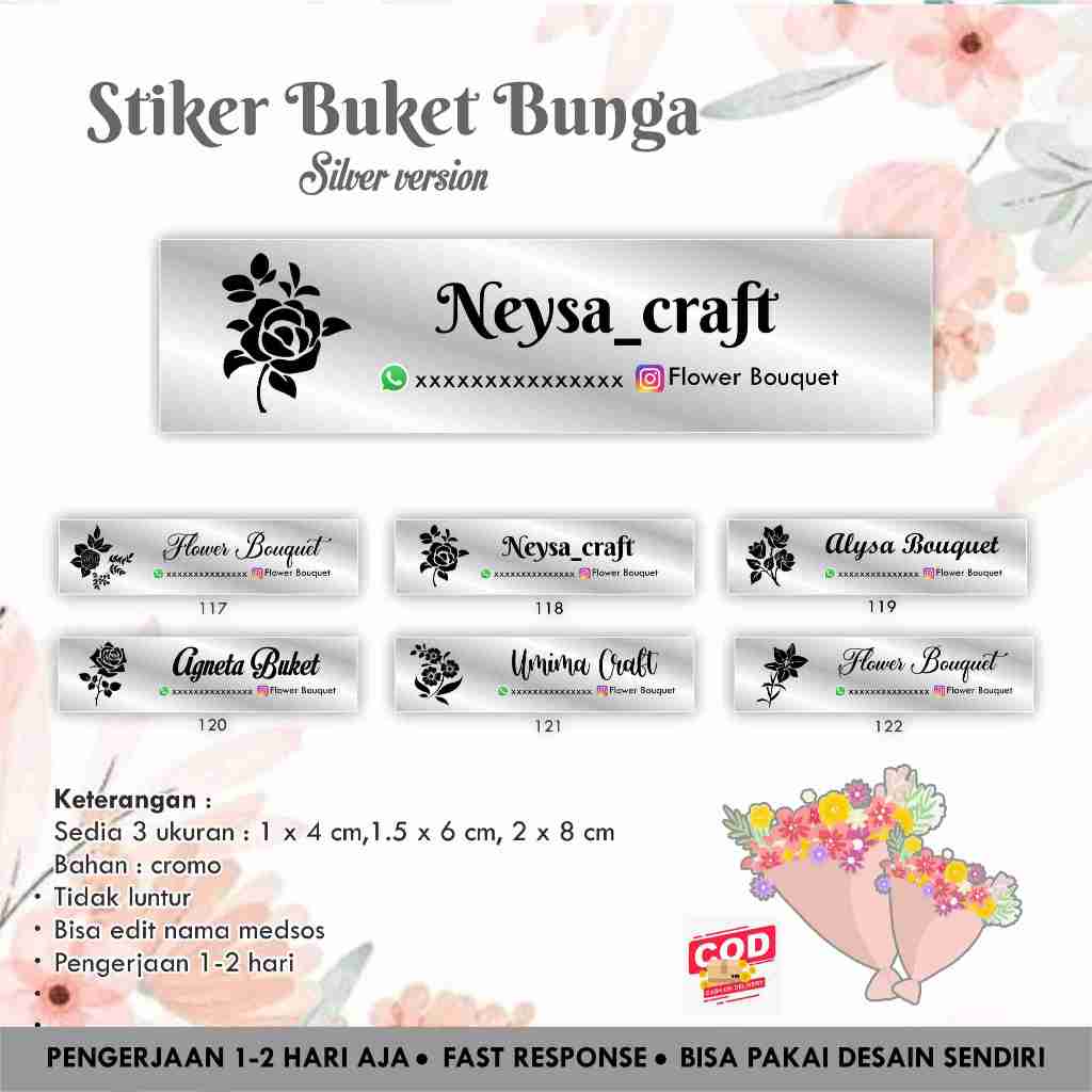 

[145 pcs] Stiker Buket Bunga SILVER version / Bouquet / Flower