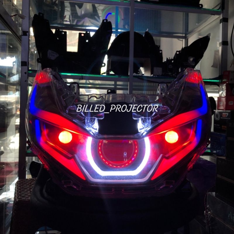 BILLED PCX 160 FULL SET LENGKAP REFLEKTOR CUSTOM BILLED VAHID E10+ 3 INCH 68 WATT DEVIL DAN ALIS RGB