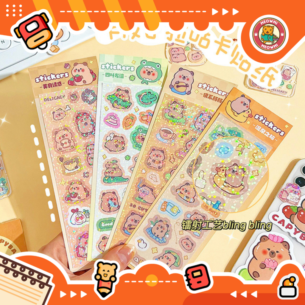 

Sticker Capybara Hologram Glitter Lucu Deco Sticker STK0046