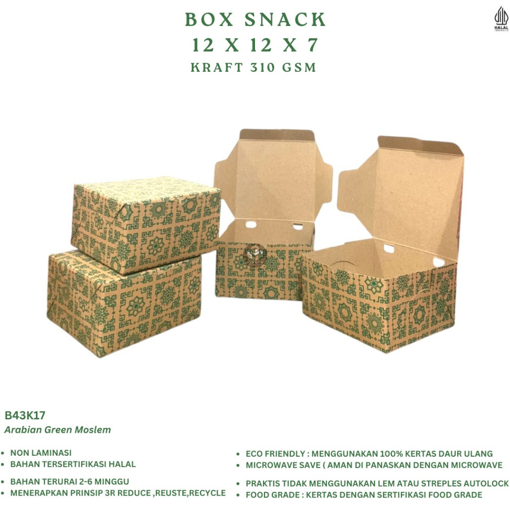 Box Snack Dus Snack 12x12x7 Dus Roti Snack Dus (B43K17-12X12X7)