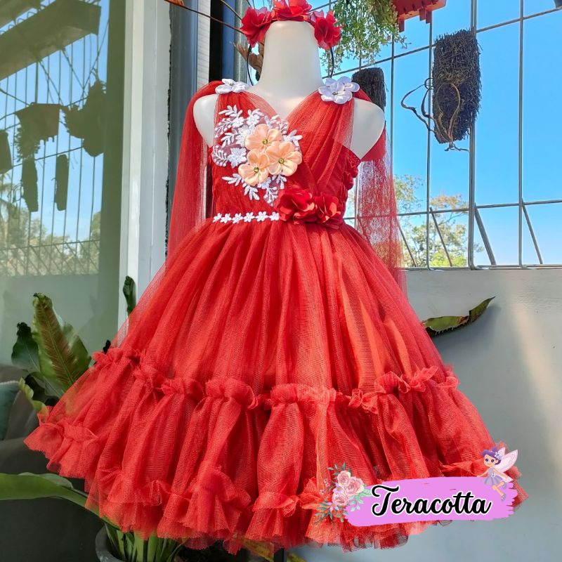 (DK) DRESS ANAK PRINCESS DRESS ANAK REMPEL DRESS BUNGA BRUKAT DRESS PESTA ANAK GAUN ANAK MURAH LV