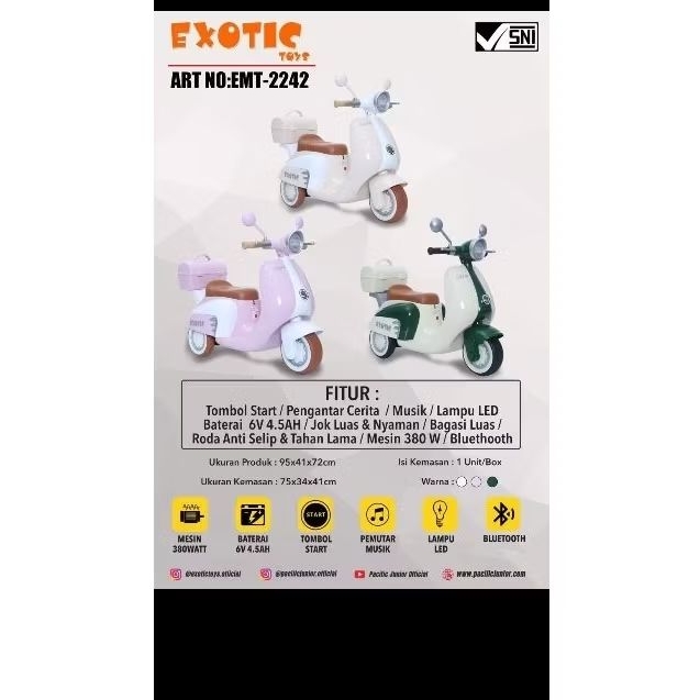 Motor mainan aki anak 3 roda EMT-2242