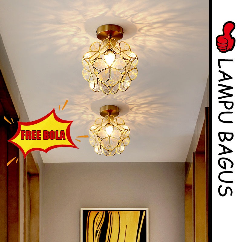 Lampu Kristal Plafon Rumah Lampu Ceiling Kristal Kotak Modern Crystal Round Ceiling Lamp Lampu Plafo
