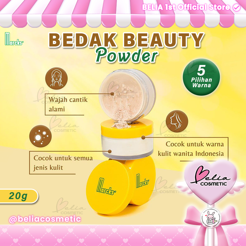 ❤ BELIA ❤ MARCKS Bedak Beauty Powder 20g | Bedak Tabur | Cocok untuk semua jenis kulit | Wajah tampa