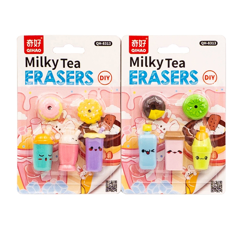 

8313 set penghapus karakter boba milk tea lucu sensory play stationery