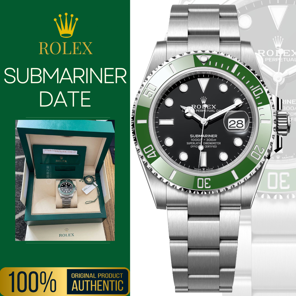 【100%ORI】RΟLEX Submariner Date m126610lv-0002 Watch jam tangan 41mm Stainless Steel Green Cerachrom 