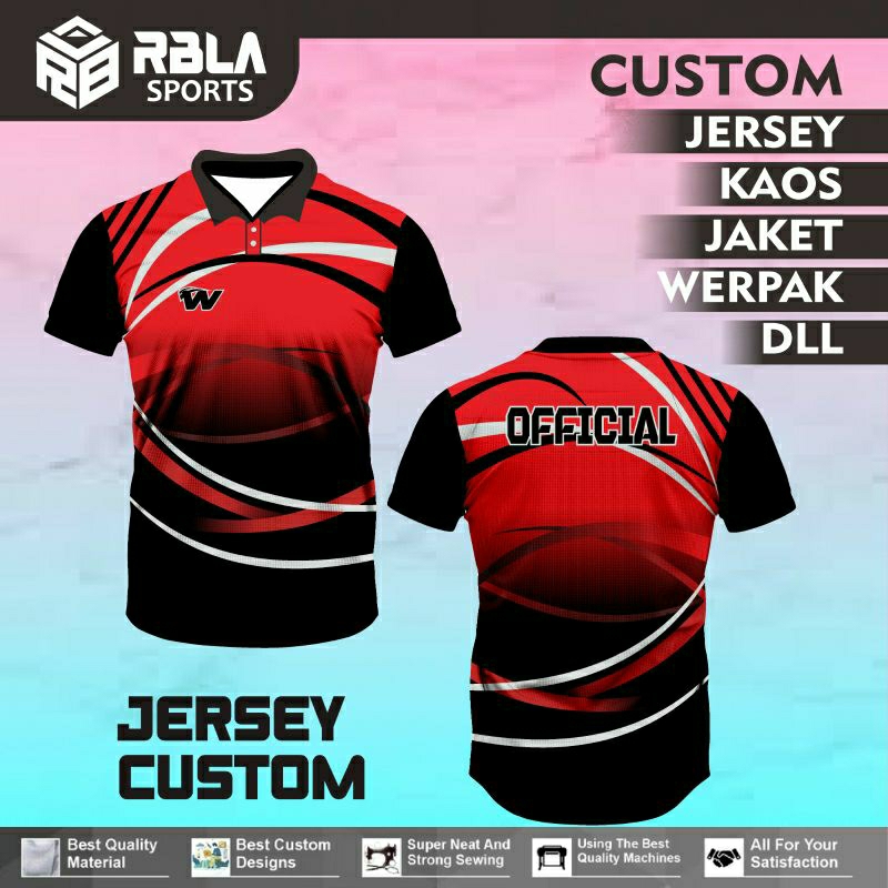 Baju kaos jersey polo full printing custom desain free desain