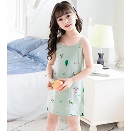 DRESS ANAK PEREMPUAN RUFFLE MODEL TALI KECIL KEKINIAN MOTIF