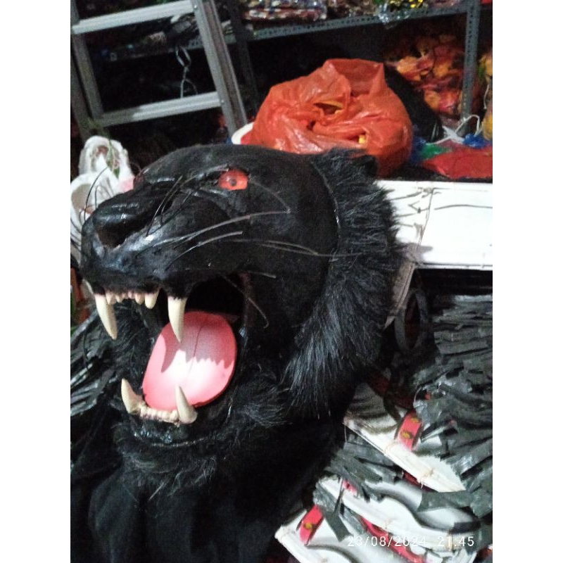 MAINAN TRADISIONAL Can MACANAN KEPALA MACAN HITAM KOSTUM MACAN BAJU MACAN