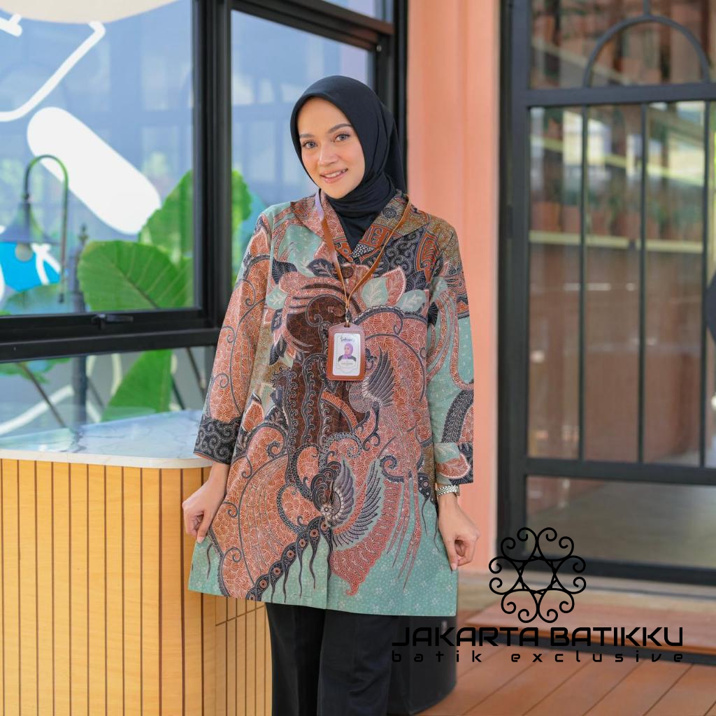 Baju kemeja batik atasan wanita lengan panjang tunik mewah