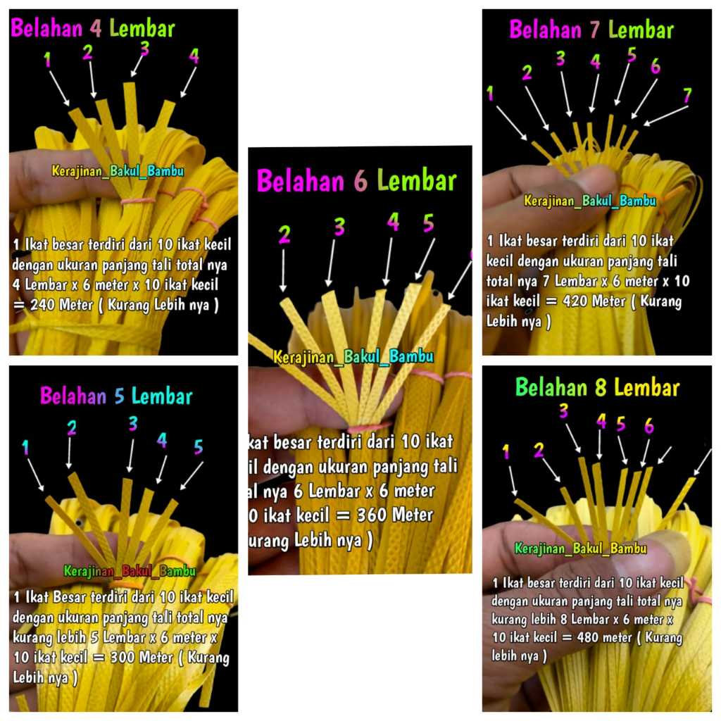 Tali anyaman bambu tali kuning variasi ukuran lengkap tali untuk pembuatan anyaman bambu murah