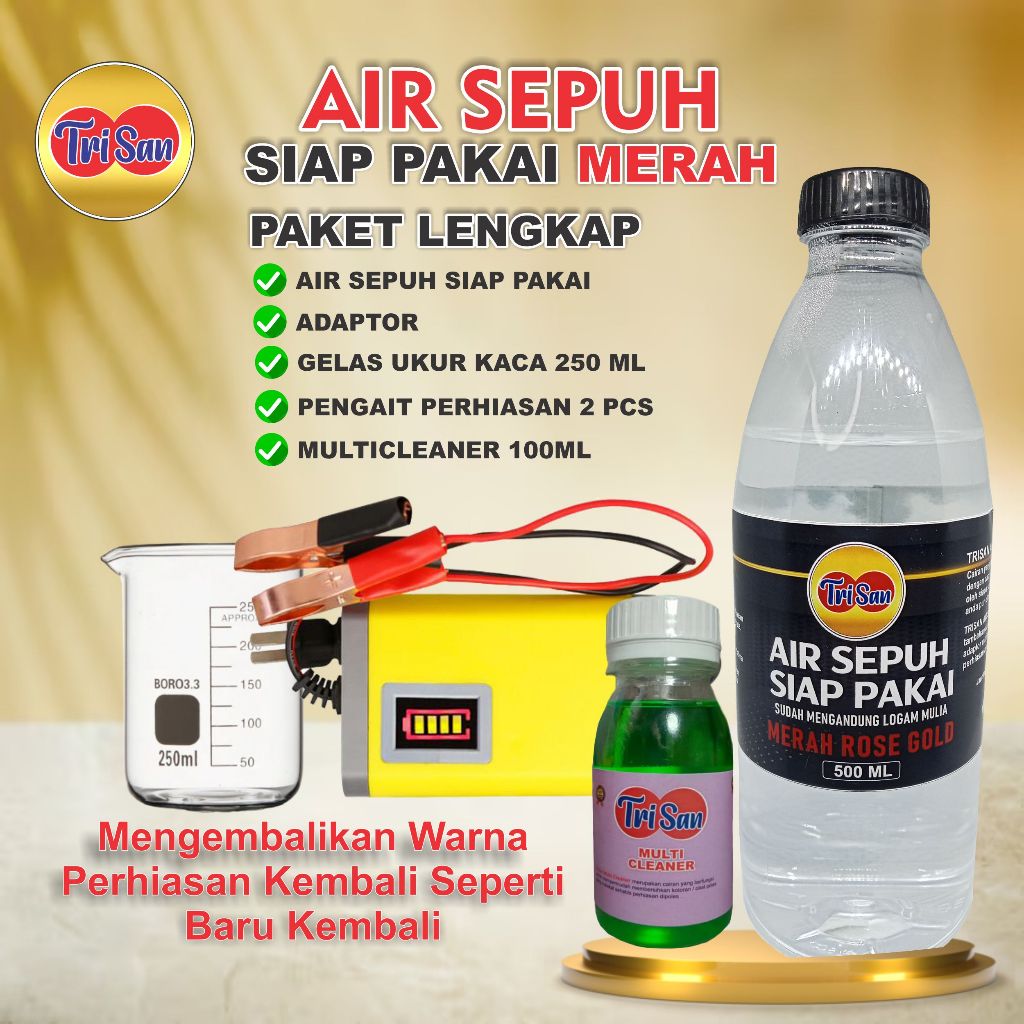 Air Sepuh Siap Pakai Merah Cairan Sepuhan Perhiasan Emas Dan Perak Paket Full