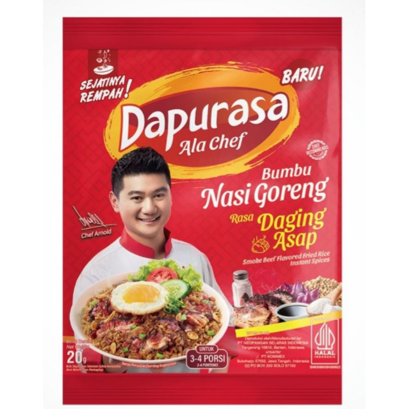 

5 / 10 sachet @ 20 gram Dapurasa Ala Chef nasi goreng cabe merah/nasi goreng daging asap/nasi goreng daging kari/ayam goreng gurih/tempe dan tahu goreng